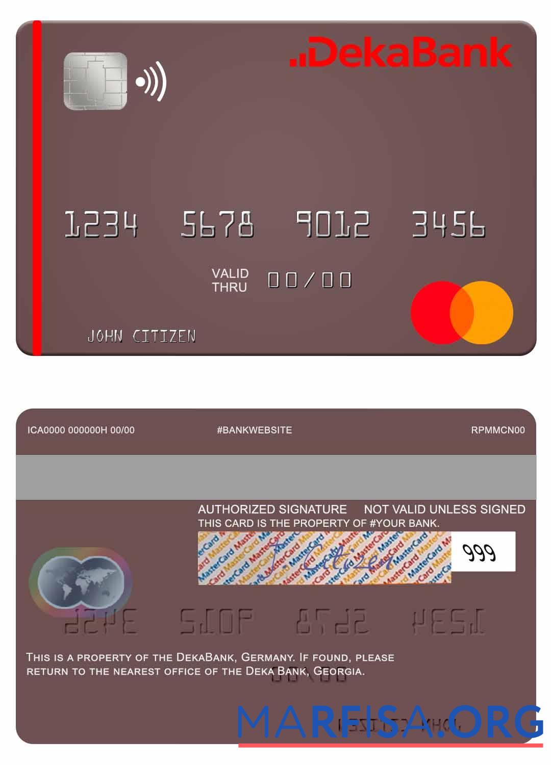 Blank Germany Deka Bank mastercard download for verification